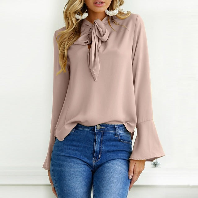 Elegant Chiffon Blouse, Bow Tie Top Plus Size – Bm Accessories